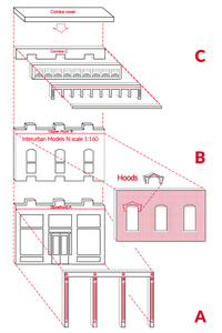 «MAIN STREET» - 4 modular storehouse fronts with back structure- #160-9002
